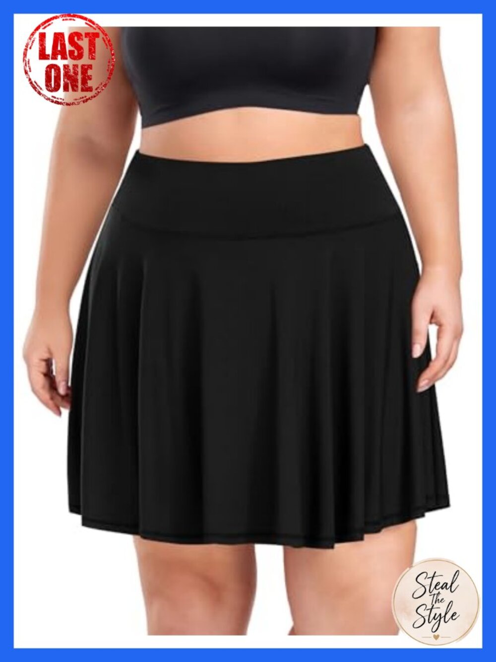 Plus Size High Waist Tennis Skort with Built-in Shorts 4 Pockets